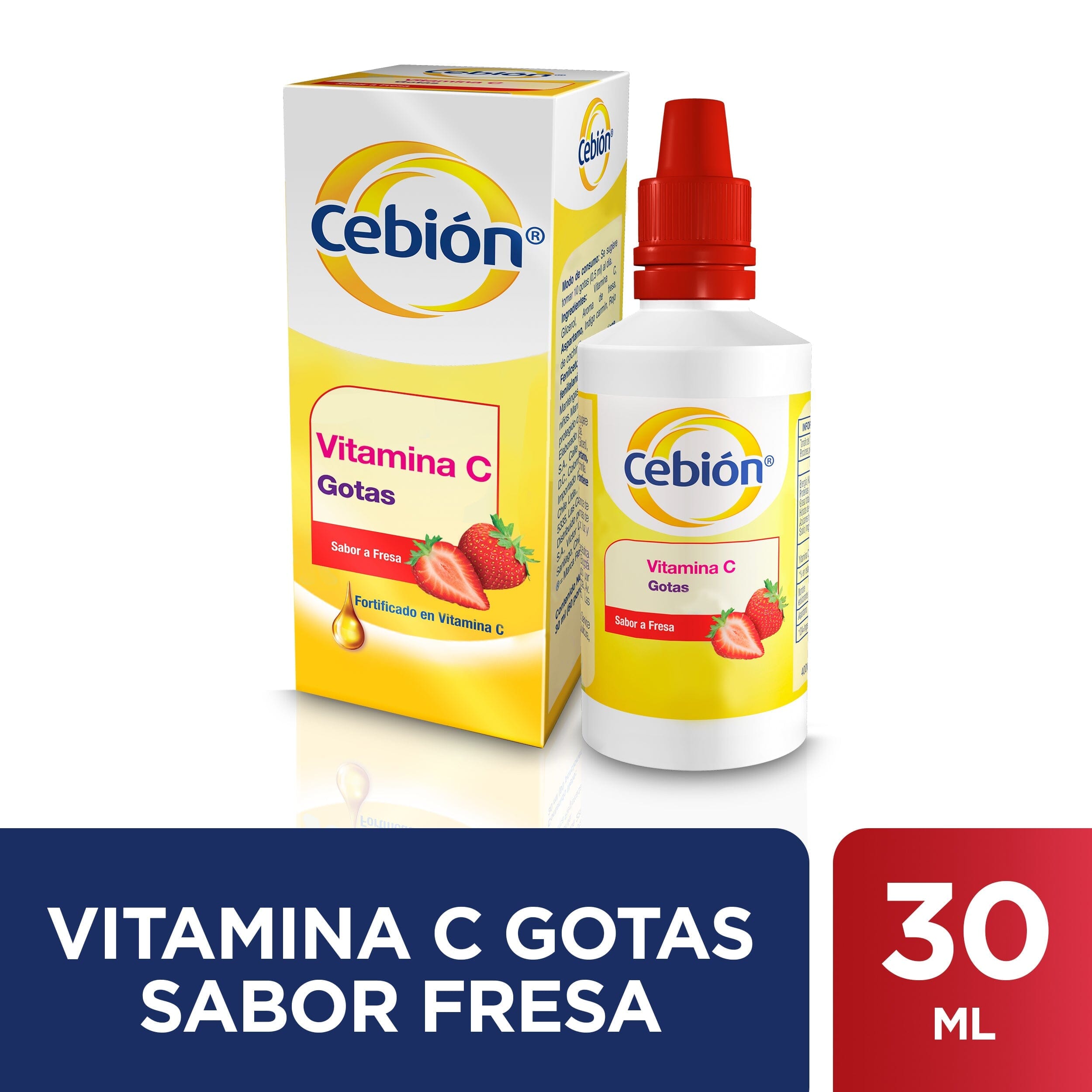 Vitamina C Cebión Gotas, sabor a Fresa x 30 ml Farmex-Pluxee-Persistente